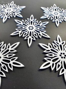 Baumschmuck Holz Schneeflocken weiß